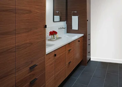 book matched bathrooom cabinets