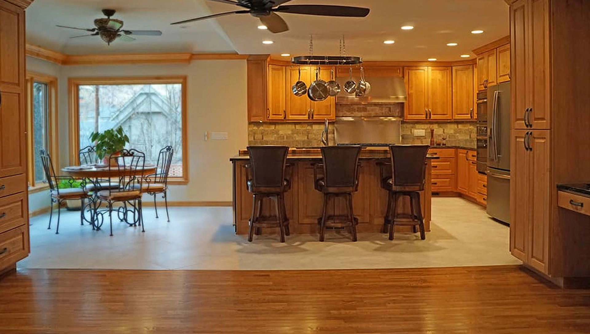 Interconnected kitchen and family room family room kitchen