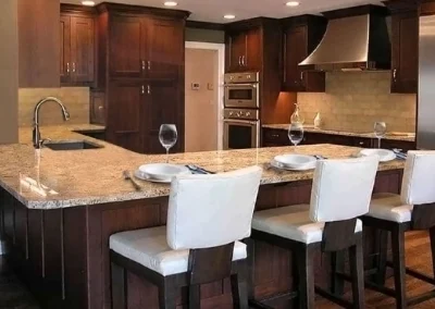 walnut meets granite kitchen