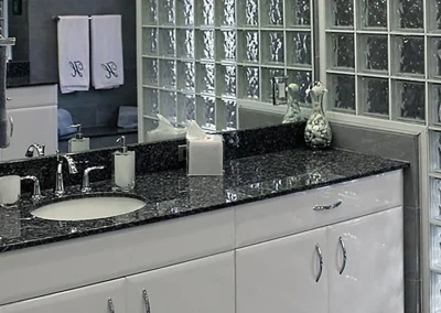 contemporary vanity and shower