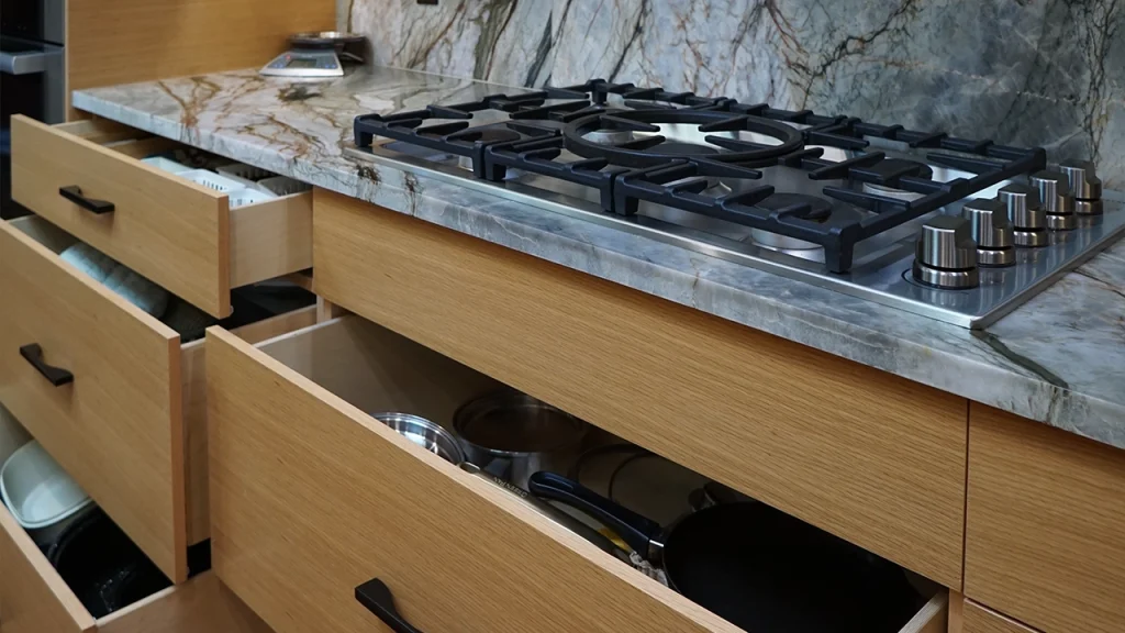 kitchen storage in oak