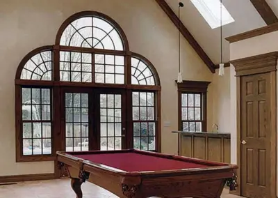 dramatic billiards room with bar