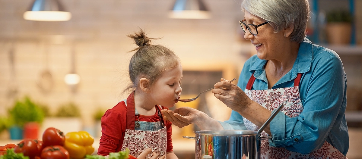 kitchen cooking with grand daughter