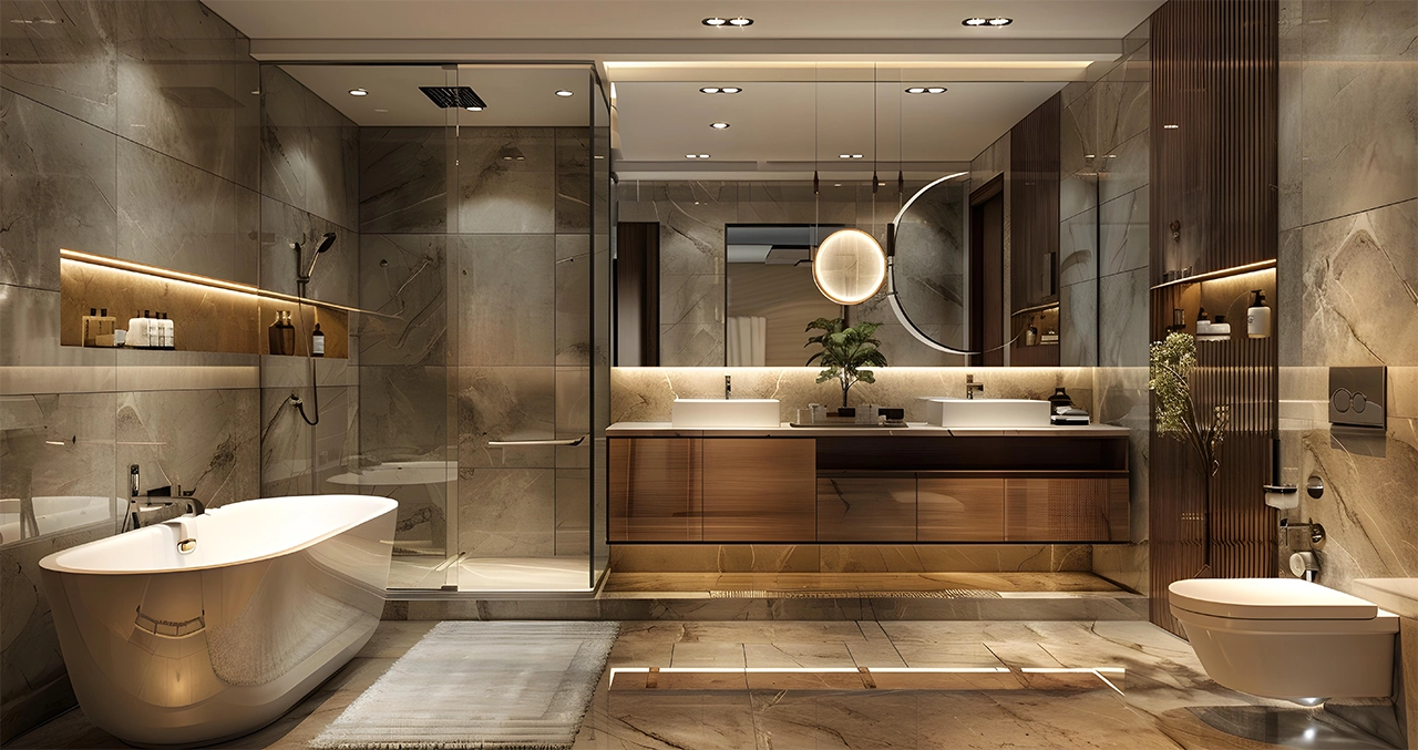 layered lighting bathroom