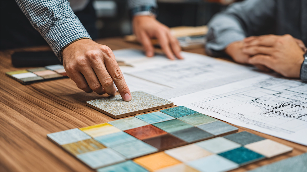 Couple reviewing remodeling plans 