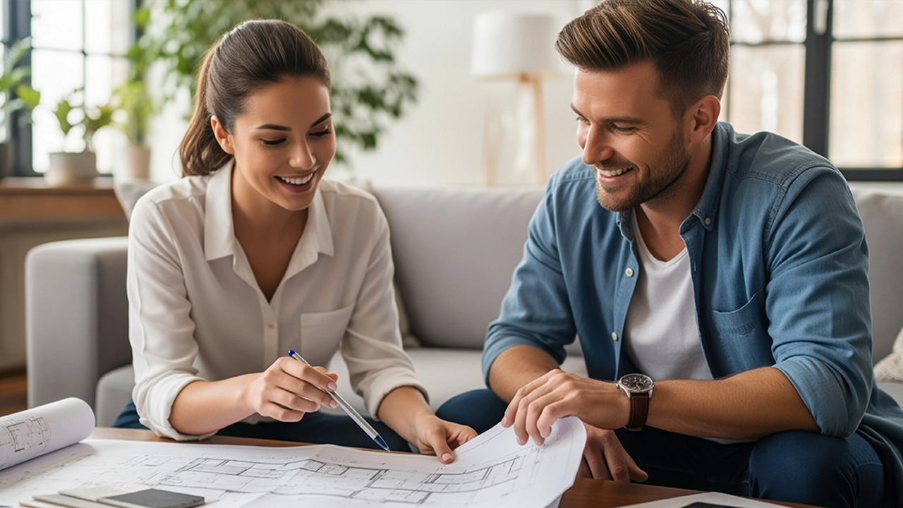 Couple reviewing remodeling plans 