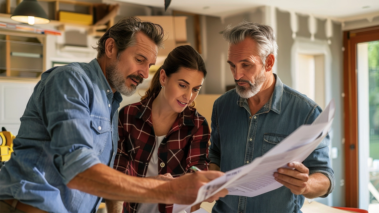 Discussing home renovation plans together.